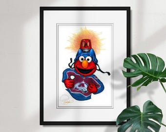 Colorado Avalanche Elmo Print - NHL & Sesame Street Licensed Limited Edition Art by S. Preston