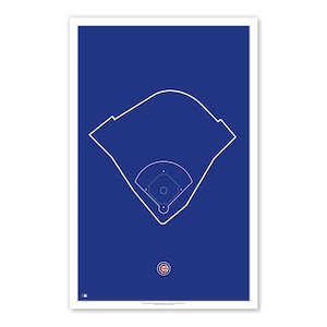 Outline Wrigley Field - Chicago Cubs Art Poster Print by S. Preston