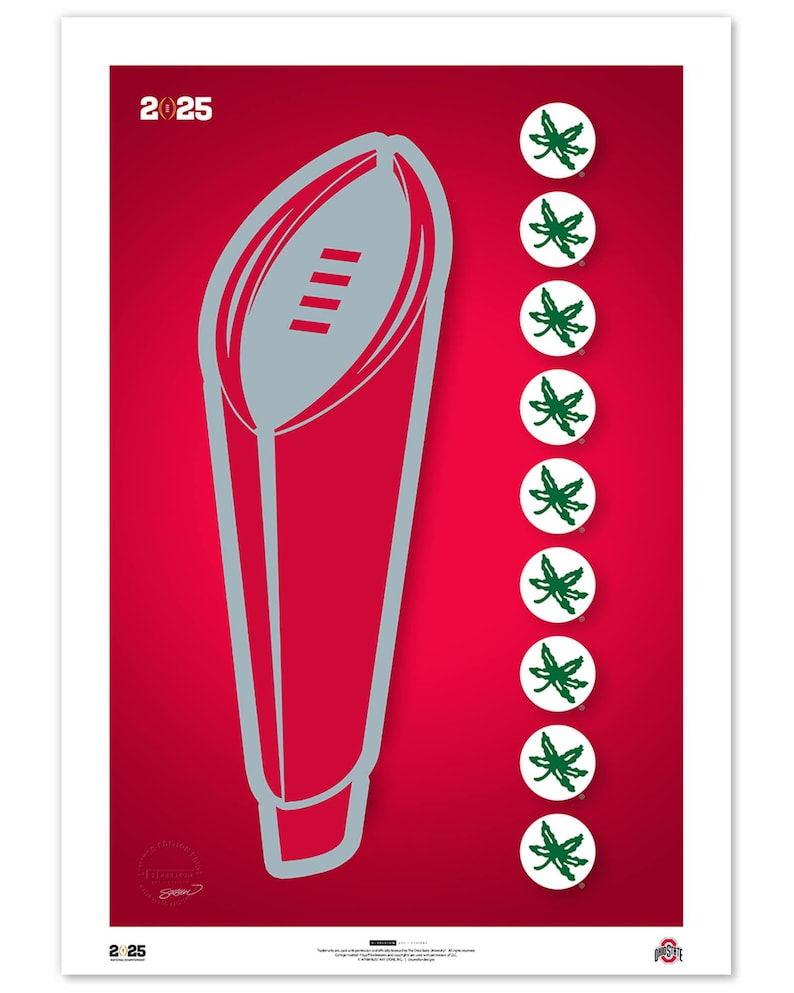 Ohio State Buckeyes Minimalistiska College Football Playoff 2024 Champions - Licensierad Ohio State Art Print Väggdekor av S. Preston bild 4