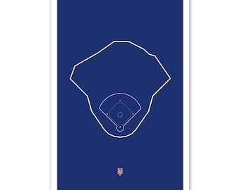 Outline Citi Field - New York Mets Art Poster Print by S. Preston
