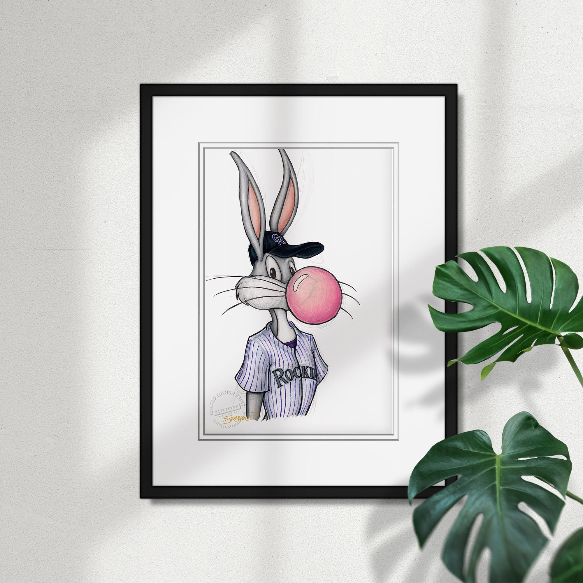 Bugs Bunny Colorado Rockies Sketch Print MLB and Looney 