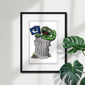 Vancouver Canucks Oscar the Grouch Sketch Print - NHL and Sesame Street Licensed Limited Edition Art Wall Decor Print by S. Preston