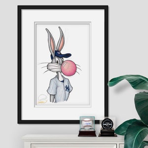 Bugs Bunny New York Yankees Sketch Print - MLB and Looney Tunes ...