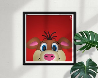 Minimalist Stormy Square Poster Print Carolina Hurricanes Mascot - NHL Licensed Limited Edition Peeker Art Wall Decor by S. Preston