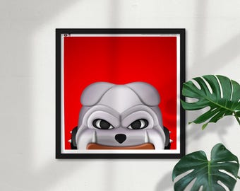 Minimalist UGA Peeker - University of Georgia Mascot - Licensed Art Poster - Wall Decor - Free Shipping - by S. Preston