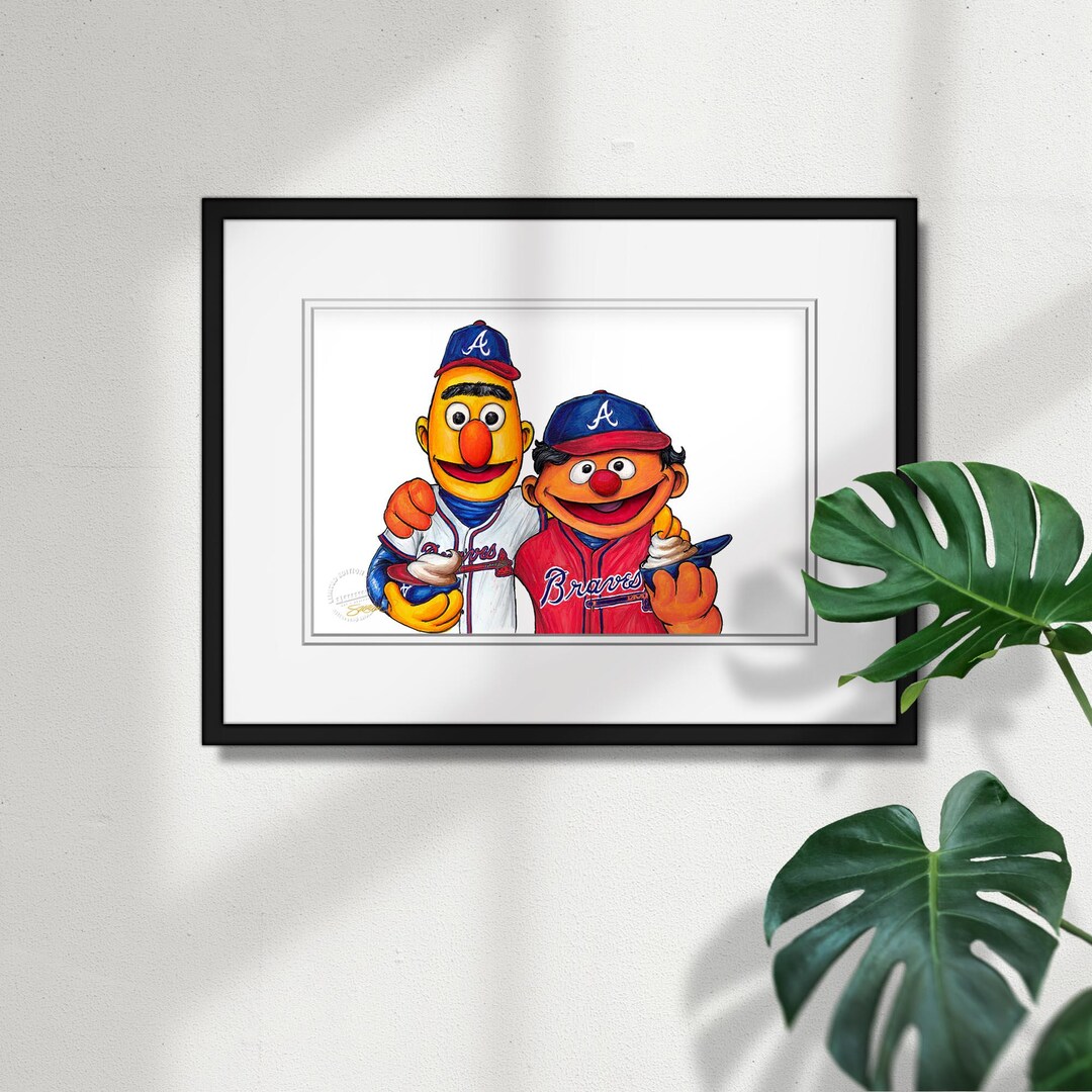 Atlanta Braves Bert and Ernie Sketch Print - MLB and Sesame Street ...