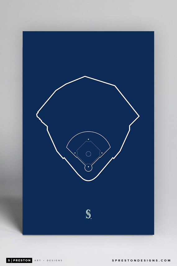 Minimalist T Mobile Park Outline Ballpark Poster Seattle Etsy
