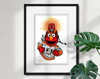 Anaheim Ducks Elmo Print - Sesame Street Licensed Limited Edition Art by S. Preston