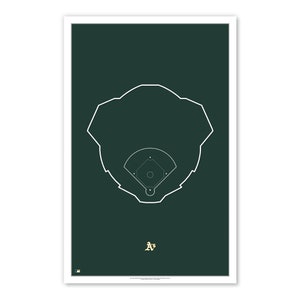 Outline Oakland Coliseum - Oakland Athletics Art Poster Print by S. Preston