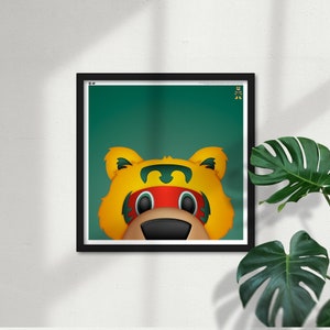 Pôster minimalista Nordy Square, mascote do Minnesota Wild - decoração de parede Peeker Art de edição limitada licenciada pela NHL por S. Preston