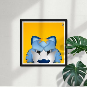 Minimalist Gnash Square Poster Print Nashville Predators Mascot - NHL Licensed Limited Edition Peeker Art Wall Decor by S. Preston