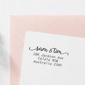 Return Address Name Stamp Custom Made Personalised Calligraphy Self Inking Rubber Stamp 5cm x 3.5cm DIY Wedding Invitation Envelopes image 1