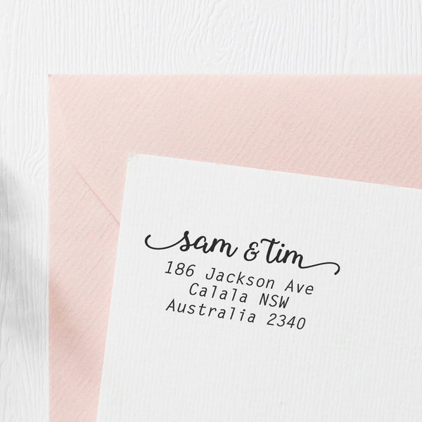 Return Address Name  Stamp Custom Made Personalised Calligraphy Self Inking Rubber Stamp 5cm x 3.5cm DIY Wedding Invitation Envelopes