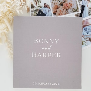Personalised linen photo photo album Customised Gift Wedding Engagement baby Christmas gift Engagement party newborn Guest book scrapbook