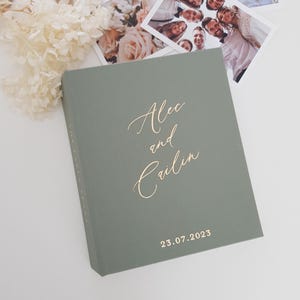 Personalised Slip in Linen 4x6 inch Photo album Customised 120 Pockets Photo Album engagement | Wedding Photo Album gold foiling
