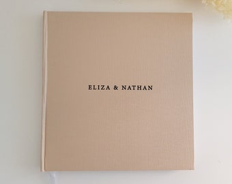 SQ1 Personalised Linen Wedding Guest book SQUARE | Engagement party | Journal | Photo Album | Linen  wedding gift | Scrapbook | Couples |