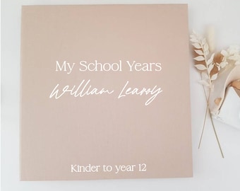 PA12 Personalisiertes Leinenfoto Fotoalbum aus den Schuljahren Individuelles Geschenk Kinder Schuljahre Schulfotos Klasse Jahrbuch Urkunden