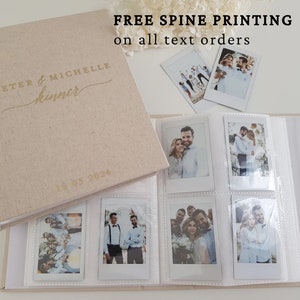 Large capacity Personalised Linen  Free spine printing Photo album fits Mini Wedding Engagement Party Gift Instax minis