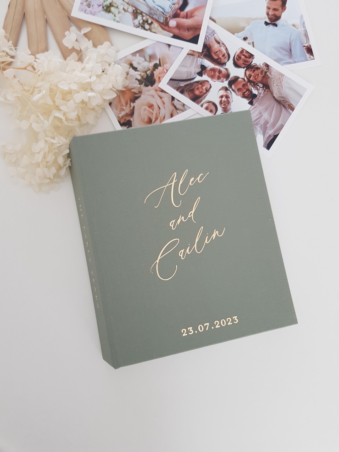 Personalised Slip in Linen 4x6 inch Photo album Customised 120 Pockets Photo Album engagement | Wedding Photo Album gold foiling - Forrest, Gold