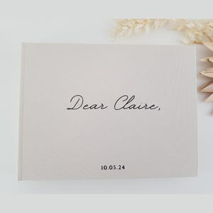 DE1 Personalisiertes Hochzeits-Gästebuch aus Leinen | angepasste Goldfolie | Foto-Album | Leinen | Geschenk | Sammelbuch |  Instax