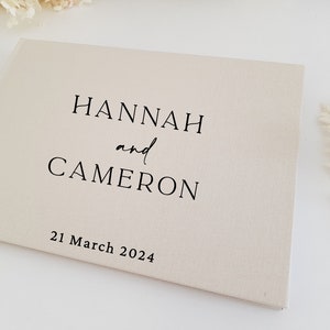 GB7 Personalised Wedding Linen Guest book | Engagement | Journal | Photo Album | Fabric Cloth | Rose Gold Foil |  Instax | Gift