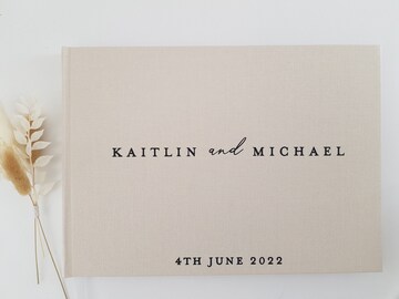 GB1 Personalised Wedding Linen Guest book | Customised Gold foil | Photo Album | linen | Gift | Scrap book |  Instax