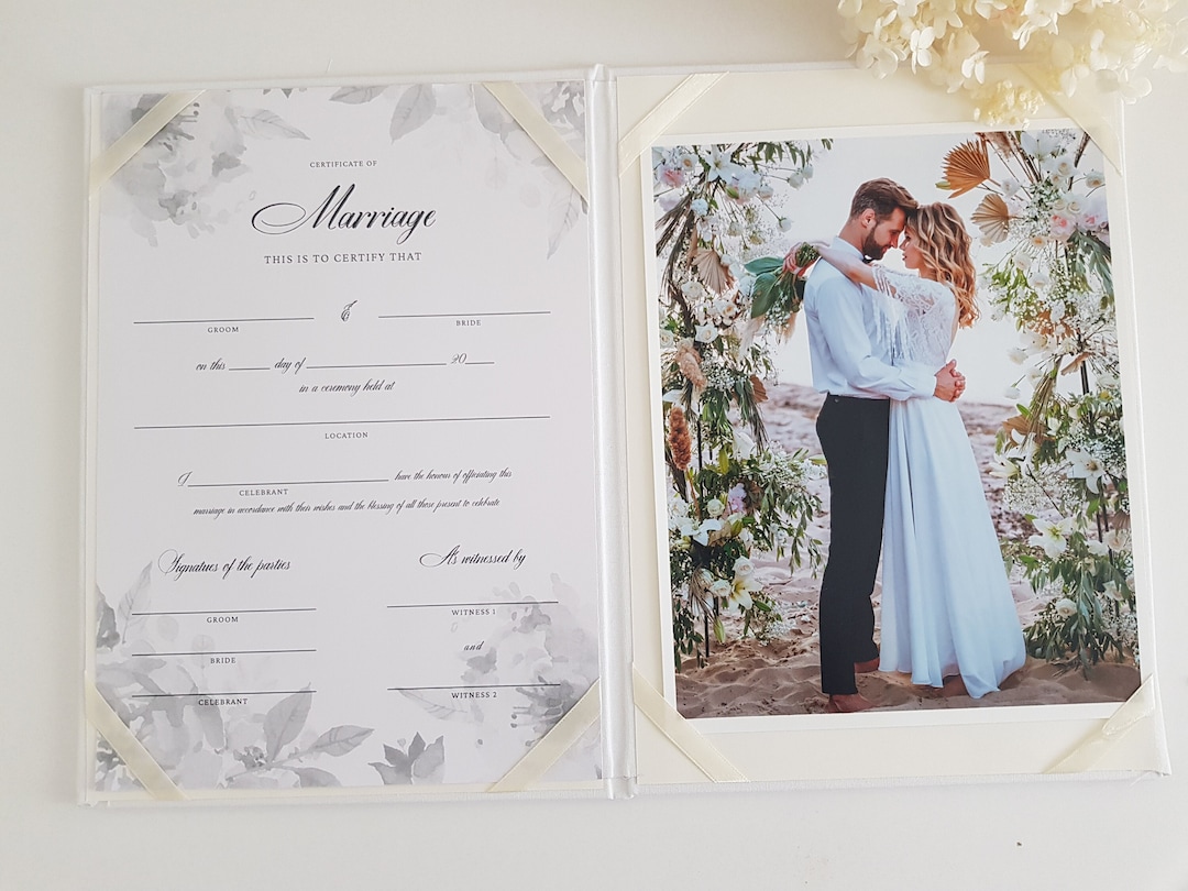 Personalised Wedding Certificate Holder, Cover, Marriage Certificate