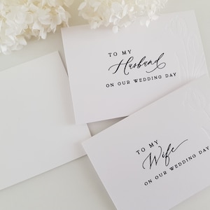 To my Wife husband on our wedding day Bride and Groom Wedding Day Cards Wedding Vows Letters to my wife Letter press blind embossing