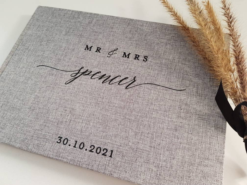 Custom Made Wedding Linen Guest Book Hardcover Fabric Lux Etsy Australia