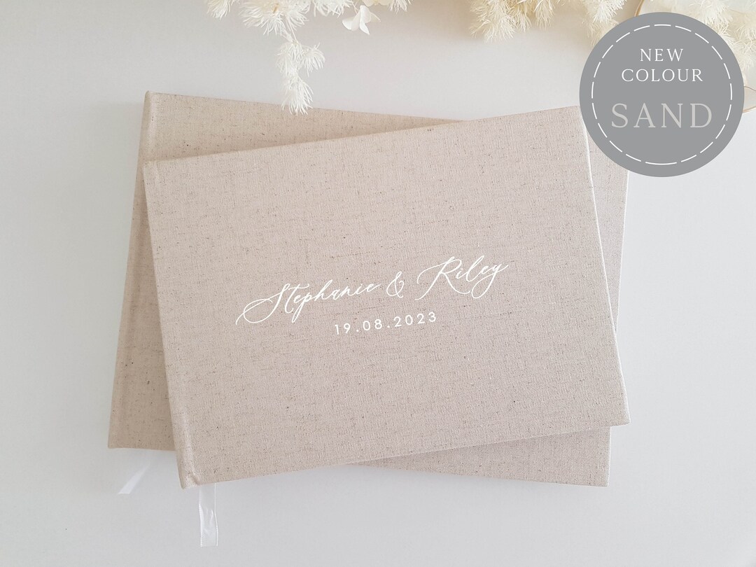 GB18 Wedding Linen Guest Book Custom Made Engagement Baby Book Photo