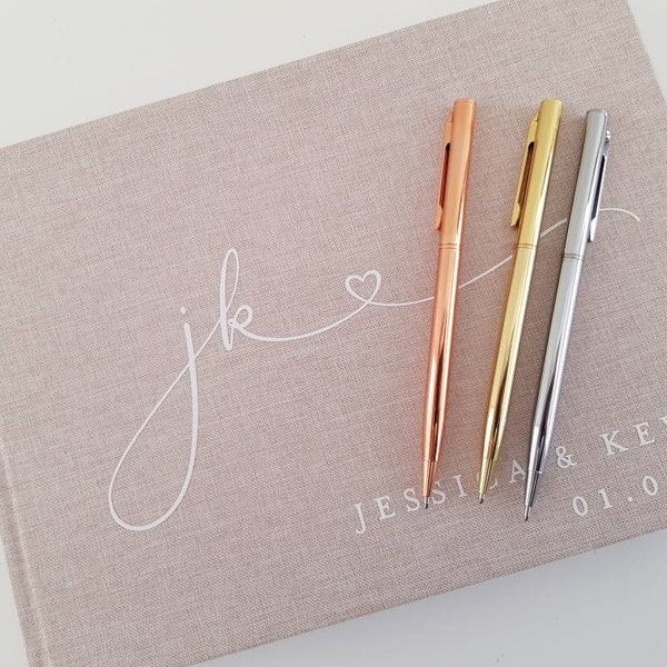 Ivory Wedding Guest Book , Pen, Luxury Personalized Wedding...