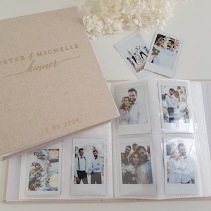 POL Personalised Linen Photo album fits Mini Instax polaroids photos Customised retro memory 96 or 256 Pockets Photo Album Guest book