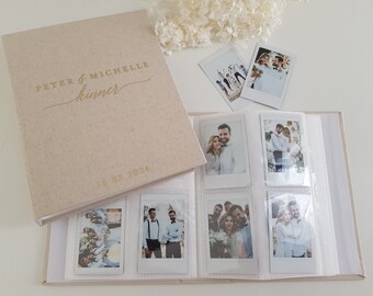 POL256 Personalised Linen Hardcover Photo album fits Mini Customised 256 Pockets Photo Album Wedding Album Engagement Party Couple Gift