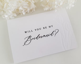 Will you be my bridesmaid? Bridesmaid proposal Bride and Groom Wedding Day Cards Wedding Vows Letter press blind embossing