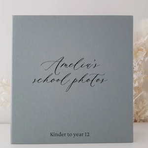 Custom made personalised Linen My School Years photo album Self Adhesive kids school photo album class awards certificates prep year 12