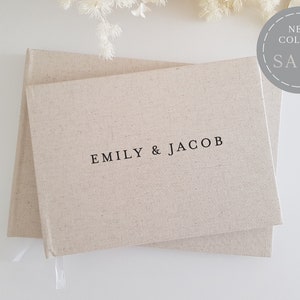 GB2 Personalised Wedding Guest book Engagement party Photo Album Linen wedding gift Scrapbook Couples image 2