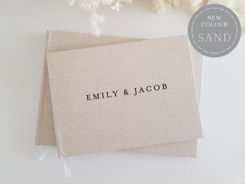 GB2 Personalised Wedding Guest book Engagement party Photo Album Linen wedding gift Scrapbook Couples image 2