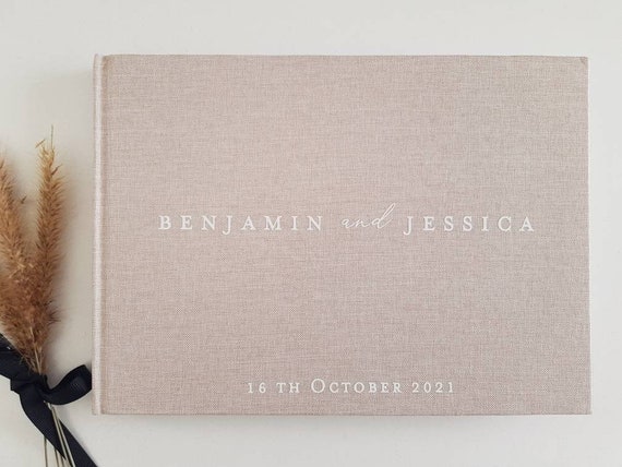 GB1 Personalised Wedding Linen Guest book | Customised Gold foil | Photo Album | linen | Gift | Scrap book |  Instax