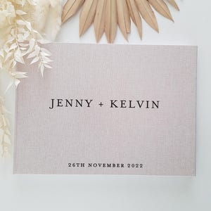 Libro degli ospiti personalizzato per matrimonio GB2 / Festa di fidanzamento / Album fotografico / Lino / Regalo di nozze / Libro degli ospiti con pagina vuota