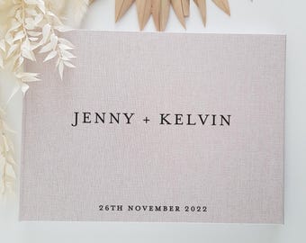 GB2 Libro de visitas de boda personalizado / Fiesta de compromiso / Álbum de fotos / Lino / Regalo de boda / Libro de visitas de página en blanco