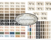 NUMBER Tabs - Ticket Ephemera Vintage Font Junk Journal Themed Words Phrases Digital Printable ephemera Sayings Tickets Ephemera