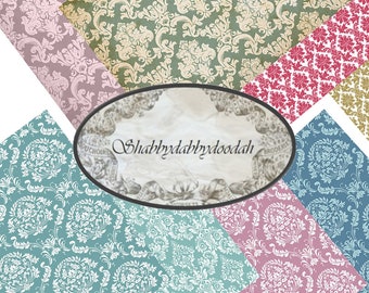 16 pg LIGHT DAMASK COLLECTION Beautiful Pale Damask Themed Digital Print Background Pages Journaing Cards Junk Journal Printable Pink