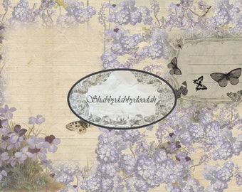 10 pg LAVENDER VALLEY  Vintage Butterflies/Nature Digital Print Background Pages Journaling Cards Junk Journal Printable  Card Making