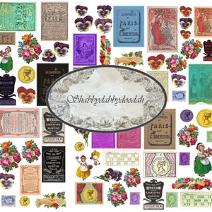 7 pg vintage cola livro favoritos conjunto 3 + folha de colagem digital exigente cortes relógios borboletas anúncios diário cartões flor efêmera