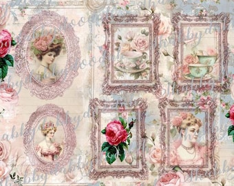 40 Seiten The Shabby Chic 3rd Edition Hintergrund Seiten Themed Digital Print Floral Pink Journaing Karten Junk Journal Printable Blau