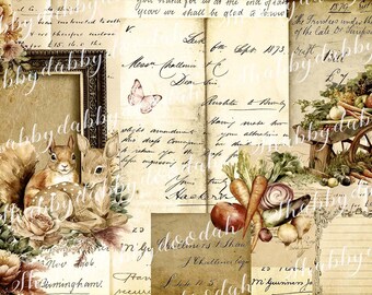 20 pagine RACCOLTA AUTUNNO RACCOLTA Carte vintage a tema Natura