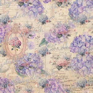 35 pg HYDRANGEA COLLECTION Beautiful Background Pages Themed Digital Print Natural Pink Journaing Cards Junk Journal Printable Lilac Purple