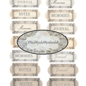 BOOKPLATES 5 pg Vintage Style  Set Themed Fussy Cuts Set of Framed Embellishment Digital Printable ephemera Frames Ephemera BOOK PLATES