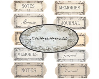 BOOKPLATES 5 pg Vintage Style  Set Themed Fussy Cuts Set of Framed Embellishment Digital Printable ephemera Frames Ephemera BOOK PLATES