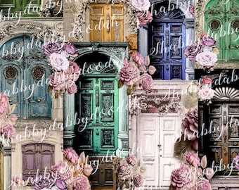 35 pg The FANTASY DOORS COLLECTION Beautiful Background Pages Themed Digital Print Floral Doors Journaling Cards Junk Journal Printable Pink